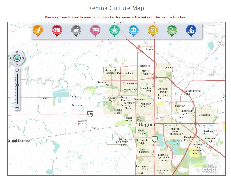 Regina Online Culture Map - online web map