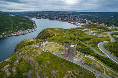 Drone Aerial View of Signal Hill Newfoundland