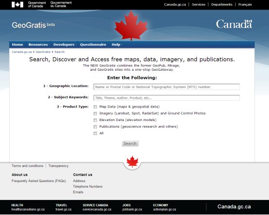 GeoGratis Canadian Geospatial Data Portal