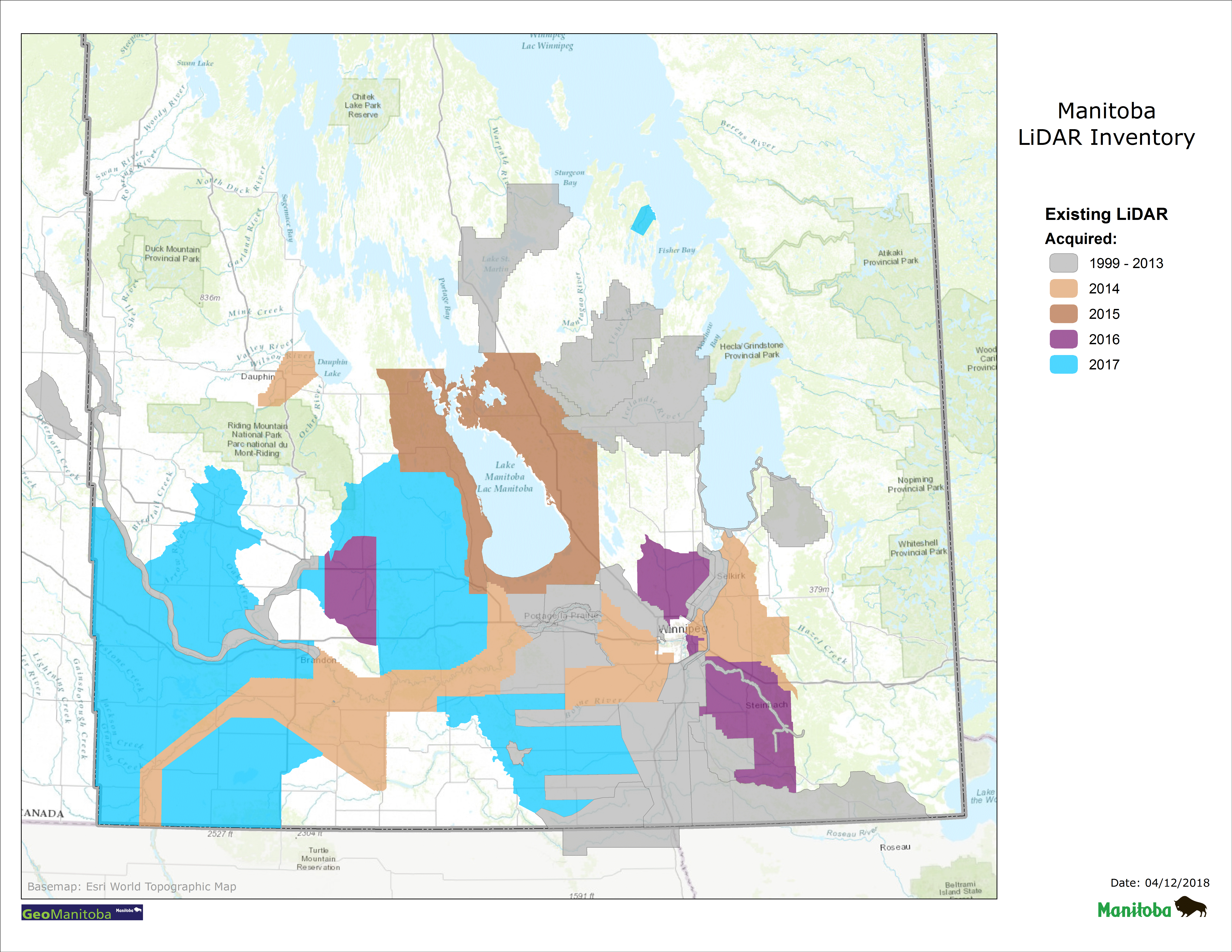 Manitoba LiDAR Data Coverage