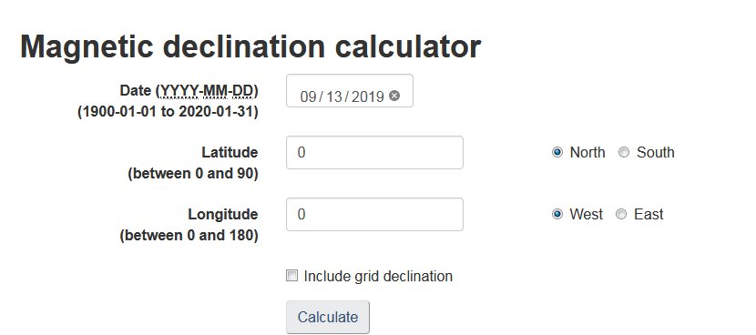 succes Stol Afdeling Magnetic declination calculator